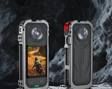 For Insta360 X5 Camera Flymile Metal Frame Lens Cover Set Rabbit Cage Expansion Bracket