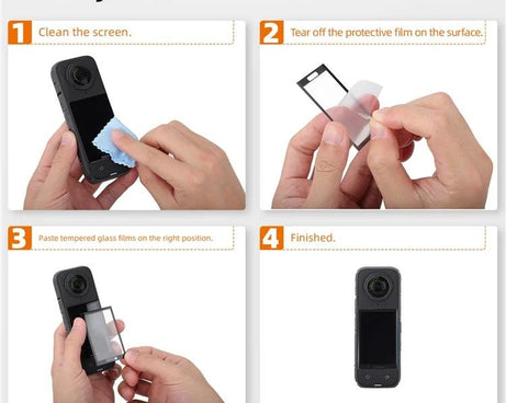Sunnylife Curved Tempered Film HD Anti-Explosion Anti-Drop Scratch Protective Film, For Insta360 X5 / X4, For Insta360 X5 / X4 2sets