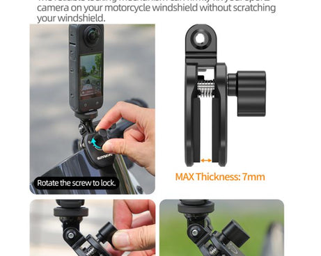 Sunnylife ZJ846 Sports Camera Universal Mount Motorcycle Windshield Clip
