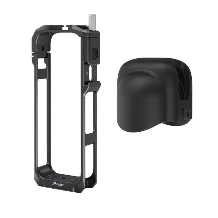 aMagisn Metal Cage for Insta360 X5 Wind Noise Reduction, Shockproof Mount with Dual Cold Shoe