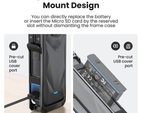 aMagisn Metal Cage for Insta360 X5 Wind Noise Reduction, Shockproof Mount with Dual Cold Shoe