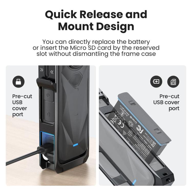 aMagisn Metal Cage for Insta360 X5 Wind Noise Reduction, Shockproof Mount with Dual Cold Shoe