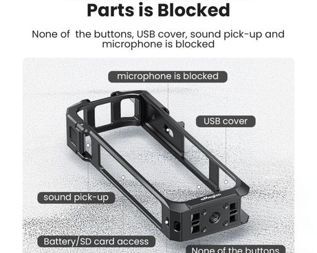 aMagisn Metal Cage for Insta360 X5 Wind Noise Reduction, Shockproof Mount with Dual Cold Shoe