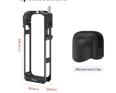 aMagisn Metal Cage for Insta360 X5 Wind Noise Reduction, Shockproof Mount with Dual Cold Shoe