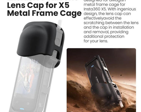 aMagisn Metal Cage for Insta360 X5 Wind Noise Reduction, Shockproof Mount with Dual Cold Shoe