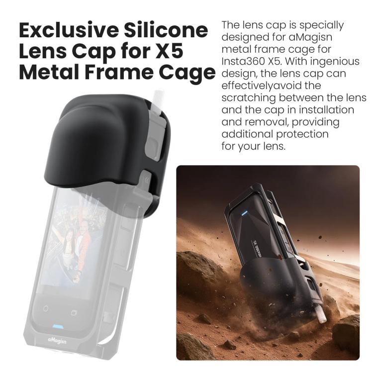 aMagisn Metal Cage for Insta360 X5 Wind Noise Reduction, Shockproof Mount with Dual Cold Shoe