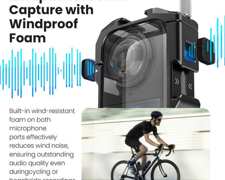 aMagisn Metal Cage for Insta360 X5 Wind Noise Reduction, Shockproof Mount with Dual Cold Shoe