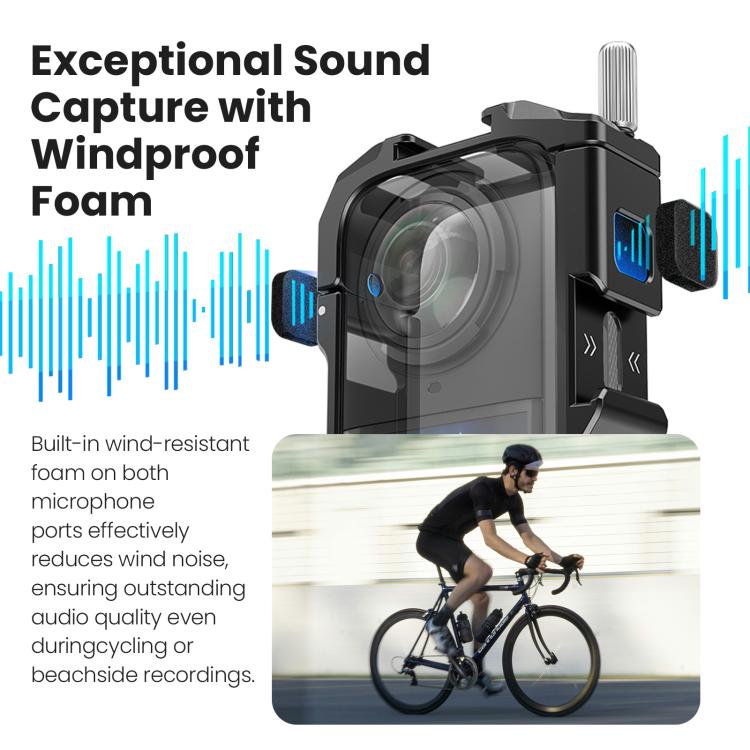 aMagisn Metal Cage for Insta360 X5 Wind Noise Reduction, Shockproof Mount with Dual Cold Shoe