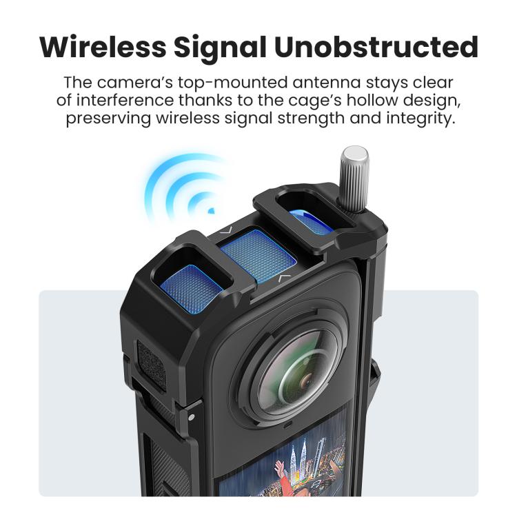 aMagisn Metal Cage for Insta360 X5 Wind Noise Reduction, Shockproof Mount with Dual Cold Shoe