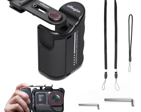 aMagisn Xplorer Grip Kit Street Vlogging Handle For Insta360, DJI Action, and GoPro Hero Series Action Cameras, For Insta360, DJI Action, and GoPro
