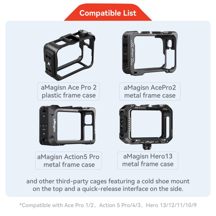 aMagisn Xplorer Grip Kit Street Vlogging Handle For Insta360, DJI Action, and GoPro Hero Series Action Cameras, For Insta360, DJI Action, and GoPro