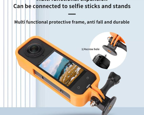 For Insta360 X5 360 Camera CQT Expandable Protective Cage Shockproof Case, Vertical Black, Horizontal Black, Vertical Orange, Horizontal Orange