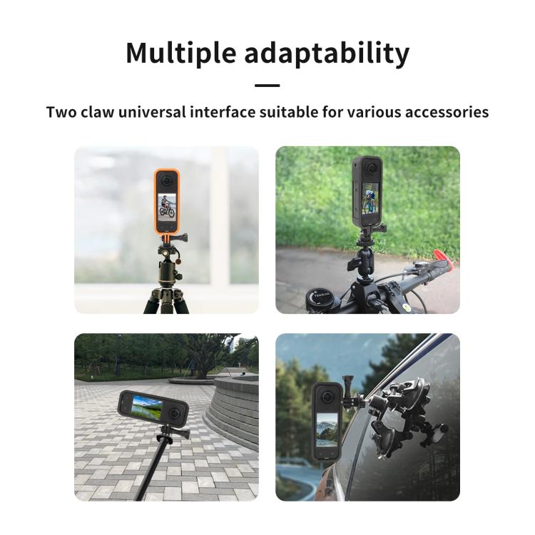 For Insta360 X5 360 Camera CQT Expandable Protective Cage Shockproof Case, Vertical Black, Horizontal Black, Vertical Orange, Horizontal Orange