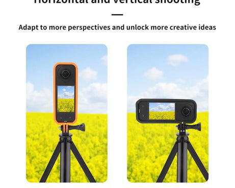 For Insta360 X5 360 Camera CQT Expandable Protective Cage Shockproof Case, Vertical Black, Horizontal Black, Vertical Orange, Horizontal Orange