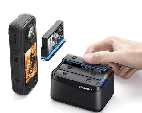 For Insta360 X5 Camera AMagisn Battery Charger Fast Charging Station For 3 Batteries Simultaneously
