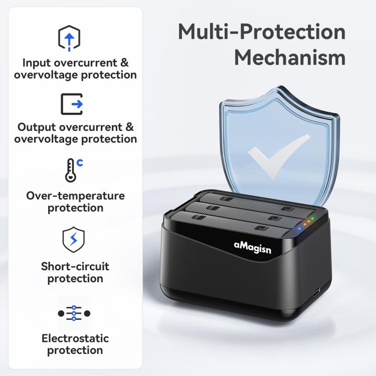 For Insta360 X5 Camera AMagisn Battery Charger Fast Charging Station For 3 Batteries Simultaneously