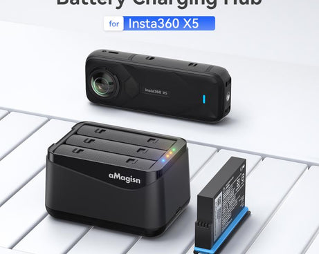For Insta360 X5 Camera AMagisn Battery Charger Fast Charging Station For 3 Batteries Simultaneously