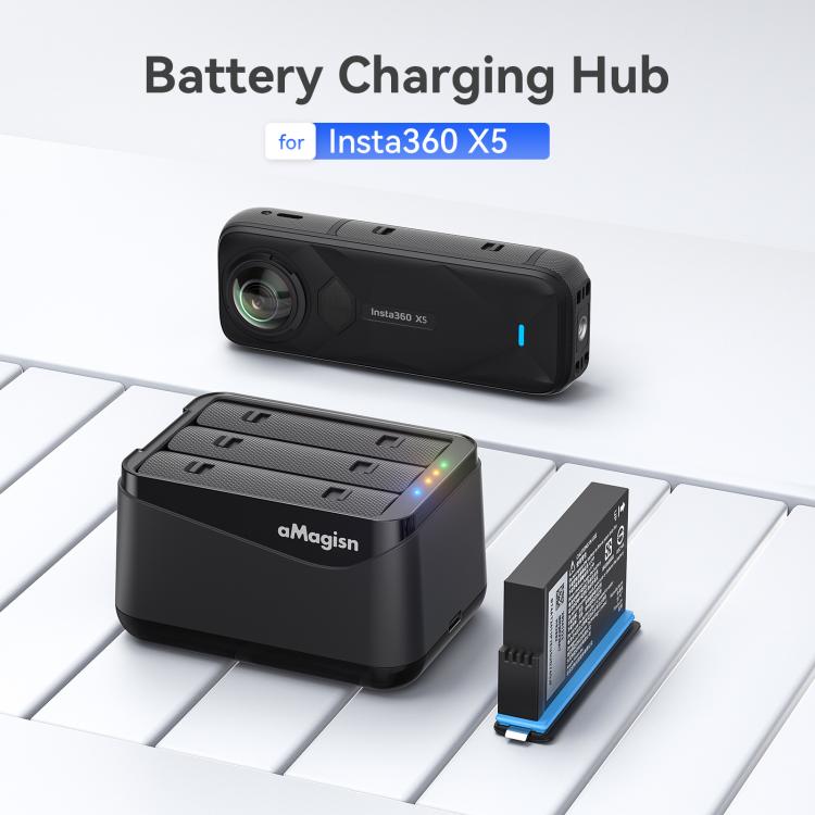 For Insta360 X5 Camera AMagisn Battery Charger Fast Charging Station For 3 Batteries Simultaneously