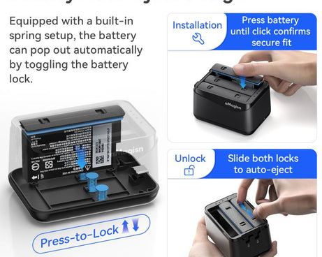 For Insta360 X5 Camera AMagisn Battery Charger Fast Charging Station For 3 Batteries Simultaneously