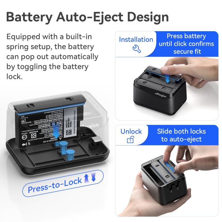For Insta360 X5 Camera AMagisn Battery Charger Fast Charging Station For 3 Batteries Simultaneously