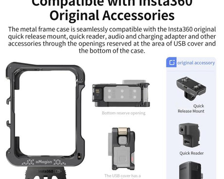 For Insta360 Ace Pro 2 / Ace Pro Camera AMagisn Quick Release Metal Cage Horizontal & Vertical Shooting Protective Frame