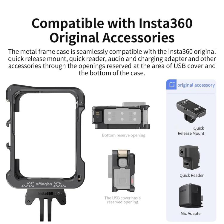 For Insta360 Ace Pro 2 / Ace Pro Camera AMagisn Quick Release Metal Cage Horizontal & Vertical Shooting Protective Frame