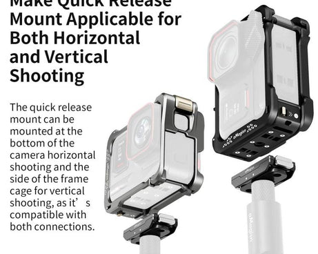 For Insta360 Ace Pro 2 / Ace Pro Camera AMagisn Quick Release Metal Cage Horizontal & Vertical Shooting Protective Frame