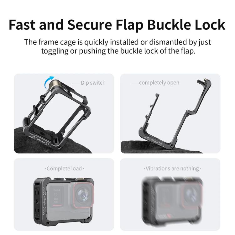 For Insta360 Ace Pro 2 / Ace Pro Camera AMagisn Quick Release Metal Cage Horizontal & Vertical Shooting Protective Frame