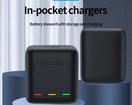 For GoPro HERO13 Black TELESIN 3 Slots Charging Case Compact Storage Box