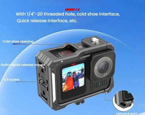 HEPAIL AC68 Aluminum Alloy Rabbit Cage Frame For GoPro HERO13 Black /12 Black /11 Black /10 Black /9 Black, AC68