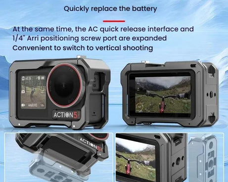 For DJI Osmo Action 5 Pro / 4 / 3 HEPAIL AC70 Metal Rabbit Cage