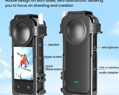 For Insta360 X3 HEPAIL AC62 Metal Rabbit Cage Magnetic Suction Horizontal Vertical Protective Frame, AC62