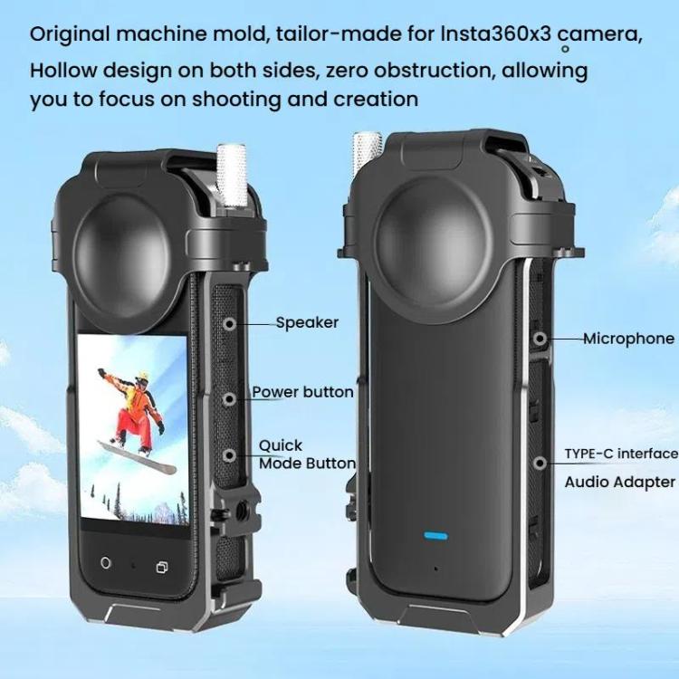 For Insta360 X3 HEPAIL AC62 Metal Rabbit Cage Magnetic Suction Horizontal Vertical Protective Frame, AC62