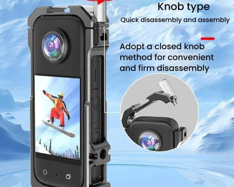 For Insta360 X3 HEPAIL AC62 Metal Rabbit Cage Magnetic Suction Horizontal Vertical Protective Frame, AC62