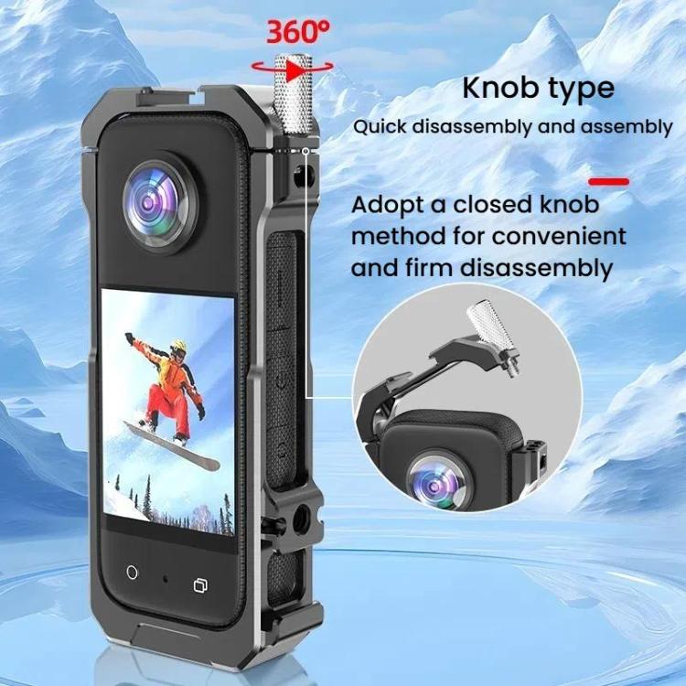 For Insta360 X3 HEPAIL AC62 Metal Rabbit Cage Magnetic Suction Horizontal Vertical Protective Frame, AC62