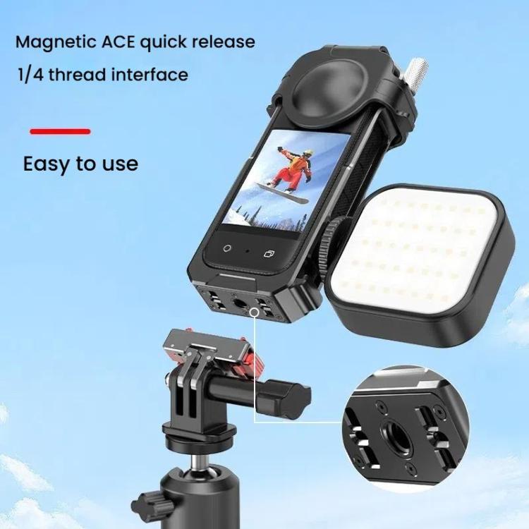 For Insta360 X3 HEPAIL AC62 Metal Rabbit Cage Magnetic Suction Horizontal Vertical Protective Frame, AC62