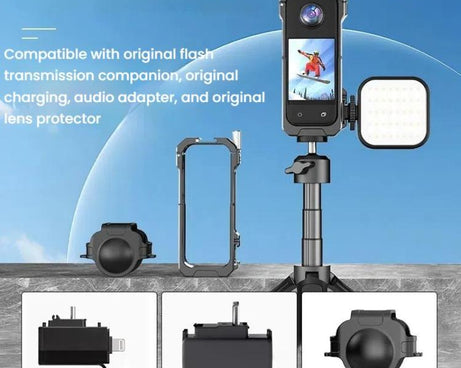 For Insta360 X3 HEPAIL AC62 Metal Rabbit Cage Magnetic Suction Horizontal Vertical Protective Frame, AC62