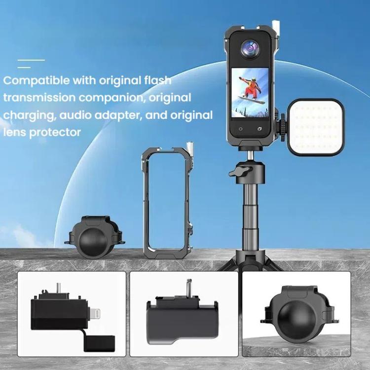 For Insta360 X3 HEPAIL AC62 Metal Rabbit Cage Magnetic Suction Horizontal Vertical Protective Frame, AC62