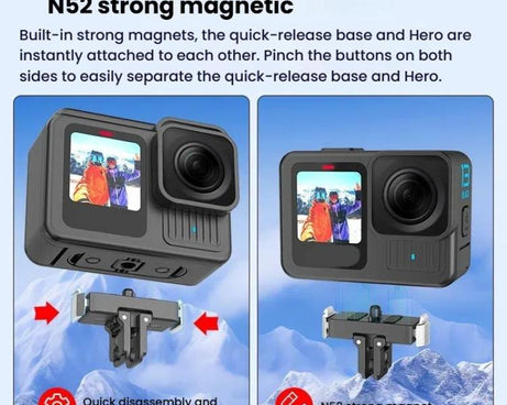 For GoPro HERO13 Black HEPAIL AC67 Magnetic Metal Quick Release Base, AC67