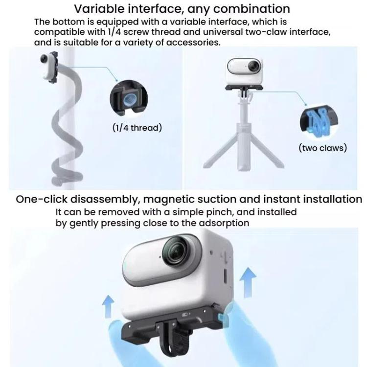 For Insta360 GO 3 / 3S HEPAIL AC-08 Aluminium Alloy Magnetic Quick Release Base