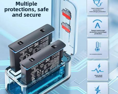 For Insta360 X5 Fast Charger With Digital Display & Dual Charging Case Battery Storage Box