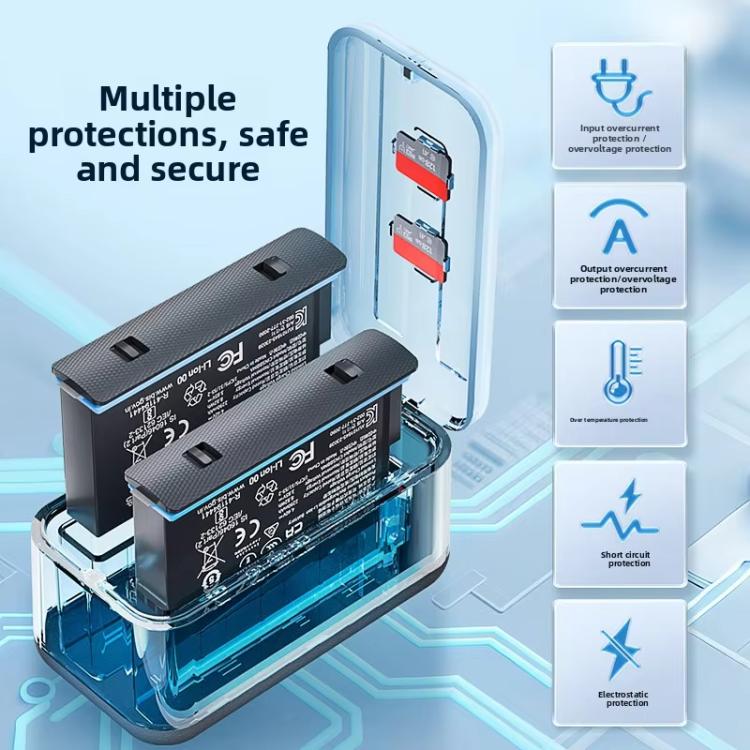 For Insta360 X5 Fast Charger With Digital Display & Dual Charging Case Battery Storage Box