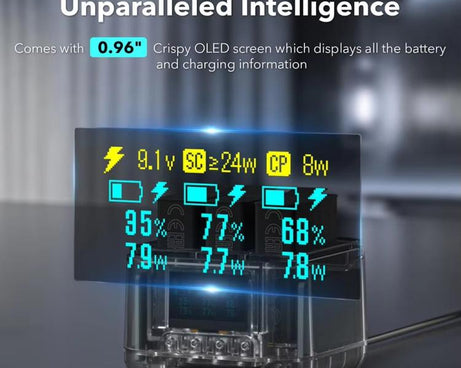 For GoPro HERO13 Black Triple Battery Charger Smart Charging Dock With OLED Display, For GoPro HERO13 Black