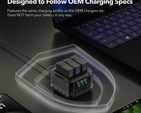 For GoPro HERO13 Black Triple Battery Charger Smart Charging Dock With OLED Display, For GoPro HERO13 Black