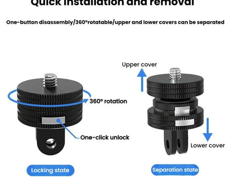 Action Camera Quick Release Adapter Tripod Accessories, TFSM100 1/4 Male To Female, TFSM101 1/4 Female To Female, TFSM102 1/4 Male To 2-page Card Slot, TFSM103 1/4 Female To 2-page Card Slot, TFSM104 1/4 Male To 3-page Card Slot                        ...