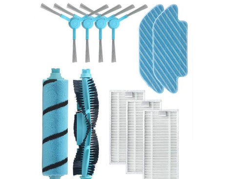 For Conga 4090/5090 Robot Vacuum Replacement Parts, 2pairs Side Brush, Main Brush, Plush Brush, 2pcs Filter, 2pcs Mop Pad