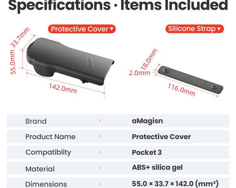For DJI Osmo Pocket 3 Camera aMagisn Protective Cover Storage Case with 4 Magnetic Filter Slots