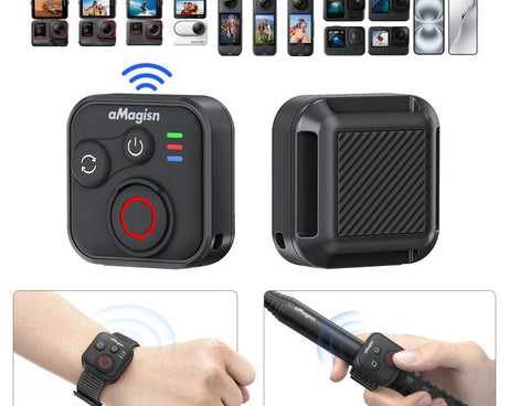 aMagisn Wireless Bluetooth Remote Control for Insta360, GoPro Hero Cameras & Smartphones - 50m Long Range