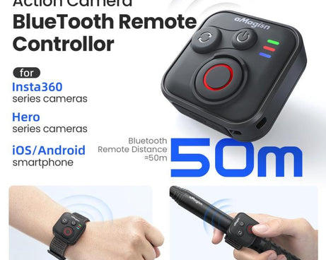 aMagisn Wireless Bluetooth Remote Control for Insta360, GoPro Hero Cameras & Smartphones - 50m Long Range