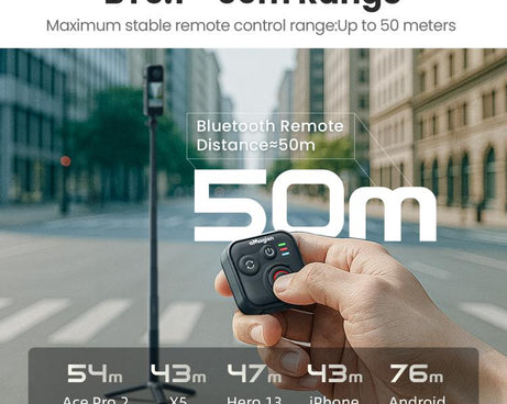 aMagisn Wireless Bluetooth Remote Control for Insta360, GoPro Hero Cameras & Smartphones - 50m Long Range